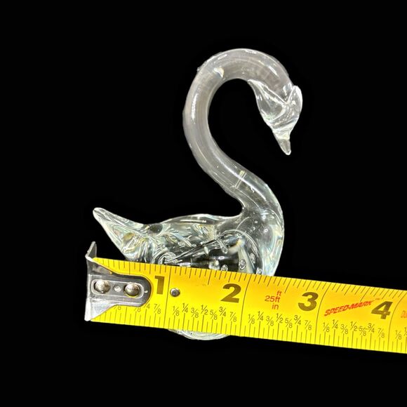 Hand Blown Glass Swan Paperweight Figurine Controlled Bubble Art Glass Vintage - Picture 6 of 7